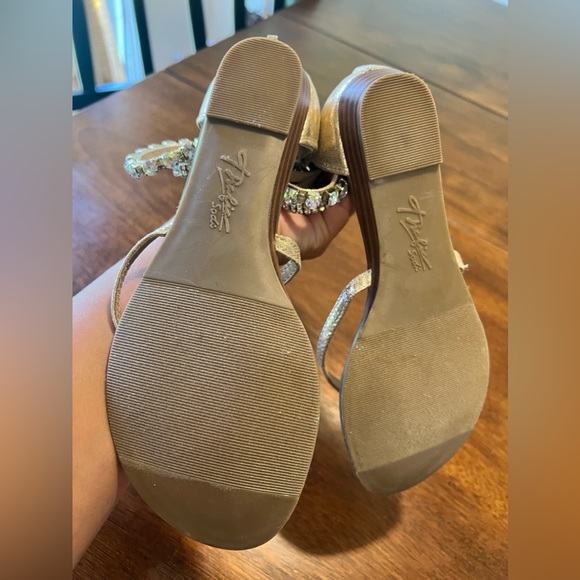 Thalia Sodi Gold wrap around ankle Rhinestone Sandals Size 6.5 - Picture 7 of 12